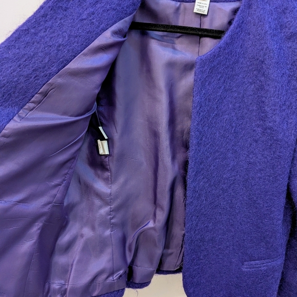 DIOR Christian Dior Vintage 90s Purple Mohair Designer Jacket Size 12 - Picture 9 of 13